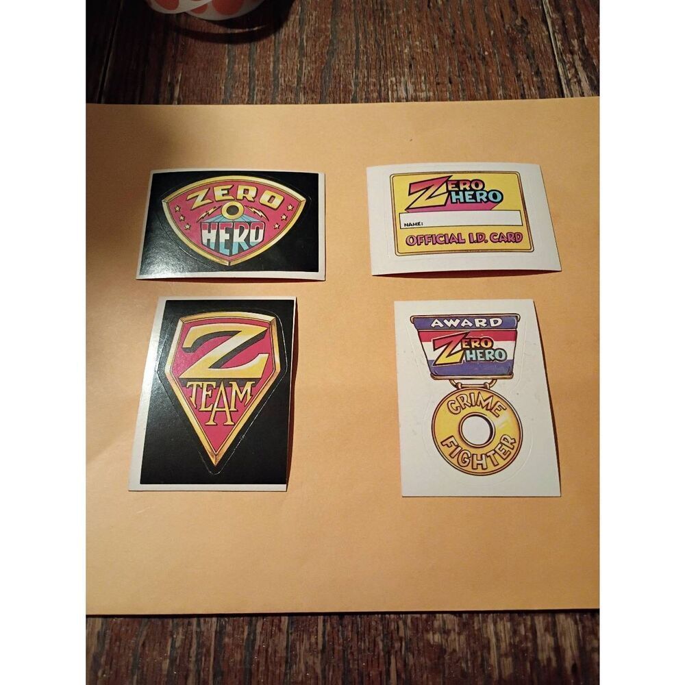 Vintage 1983 General Mills Zero Heroe Trading Card Sticker Cards Lot of 4